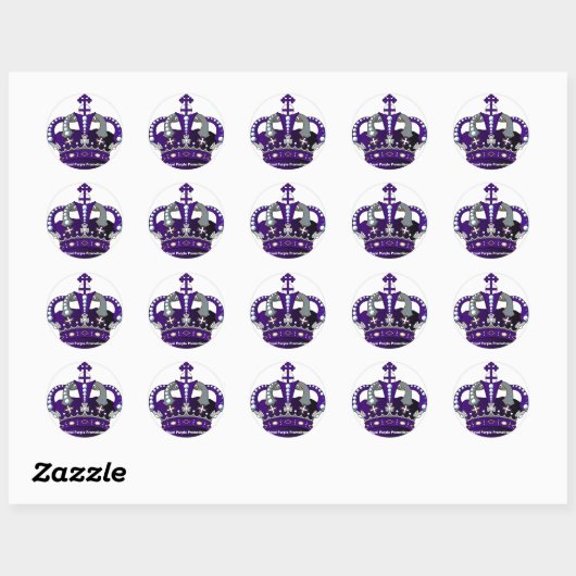 Purple Royal Crown Ronde Sticker (Vel)