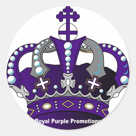 Purple Royal Crown Ronde Sticker (Voorkant)