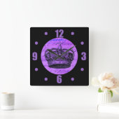 Purple Royal French Crown Collage Vierkante Klok (Huis)