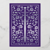Purple Royal Medieval Silver Sword Wedding Folie Uitnodiging (Achterkant)