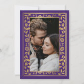 Purple Royal Medieval Sword Wedding Photo Save The Date (Achterkant)