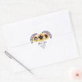 Purple Rustic Floral Lace Sunflower Wedding Hart Sticker (Envelop)