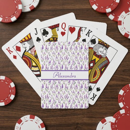 Purple Sage Green Lavender Custom Name Pokerkaarten