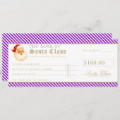 Purple Santa Cheque Gift Voucher Card Kaart (Voorkant / Achterkant)
