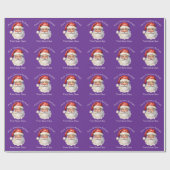 Purple Santa Claus Cute Personalized Christmas Cadeaupapier (Vlak)