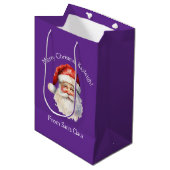 Purple Santa Claus Personalized Christmas Medium Cadeauzakje (Voorkant Gekanteld)