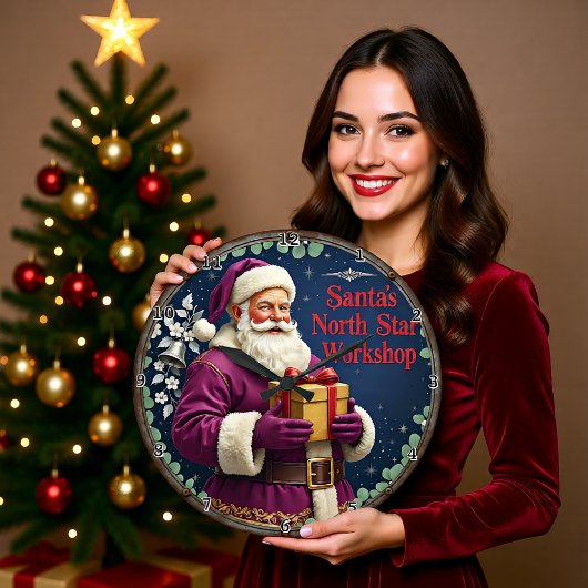 Purple Santa North Star Workshop Grote Klok