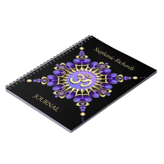 Purple Satin Gold Om Sign  Elegant Notebook Notitieboek (Linkerzijde)