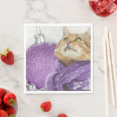 Purple Scarf Winter Cat Napkins Servet (Insitu)