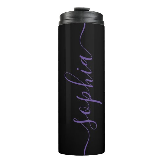 Purple Script Personalizable Name Thermal Tumbler Thermosbeker (Voorkant)