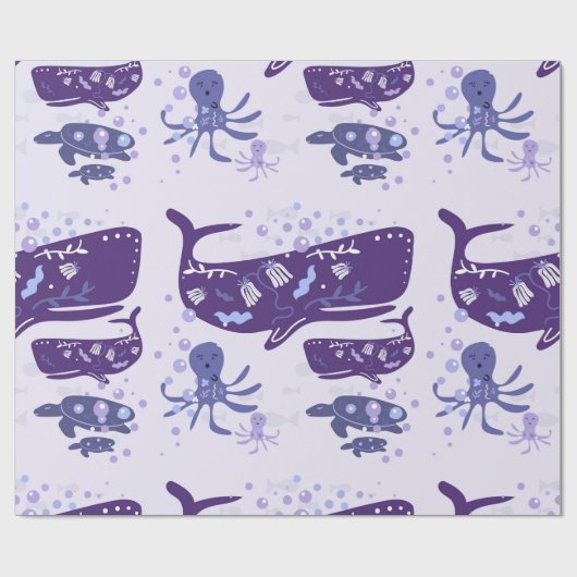 Purple Sea Creatures Whimsical Cadeaupapier (Vlak)