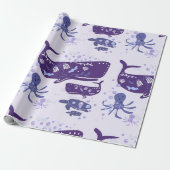 Purple Sea Creatures Whimsical Cadeaupapier (Uitgerold)