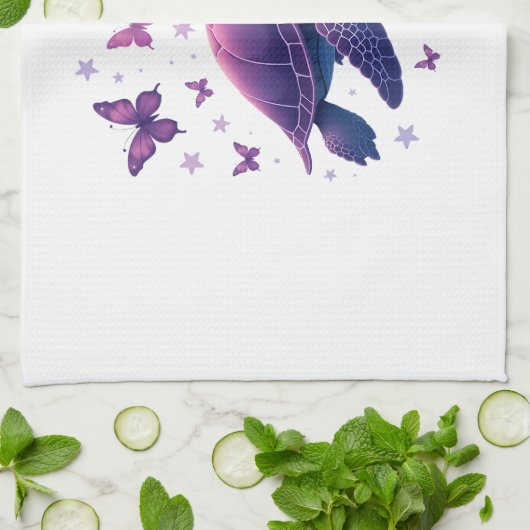 Purple - Sea Turtle Butterfly T-Shirt Theedoek (Gevouwen)
