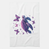 Purple - Sea Turtle Butterfly T-Shirt Theedoek (Verticaal)