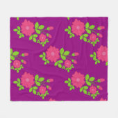 Purple seamless pattern with pink flowers and gree fleece deken (Voorkant (Horizontaal))