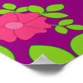 Purple seamless pattern with pink flowers and gree poster (Hoek)