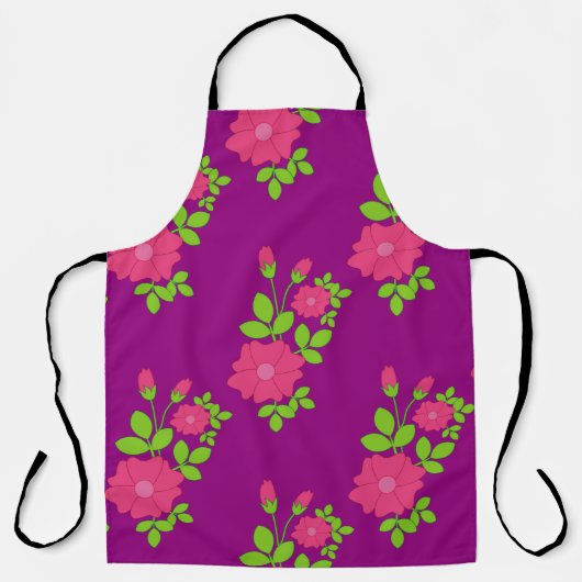 Purple seamless pattern with pink flowers and gree schort (Voorkant)