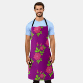 Purple seamless pattern with pink flowers and gree schort (Gedragen)