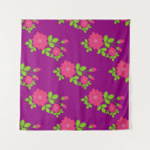 Purple seamless pattern with pink flowers and gree wandkleed (Voorkant (horizontaal))