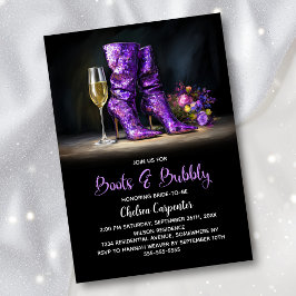 Purple Sequin Boots and Bubbly Bridal Shower Kaart