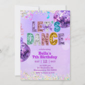 Purple Sequin Glitter Let's Dance Birthday Kaart (Voorkant)