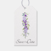 Purple Shades Floral Garland Save the Date Cadeaulabel (Voorkant)