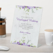 Purple Shades Flowers Branches Unplugged Wedding Reclamebord Met Voetstuk (Insitu)