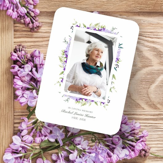 Purple Shades Garland In Loving Memory Photo Magneet