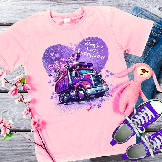 Purple Silly Dump Truck Valentine T-shirt