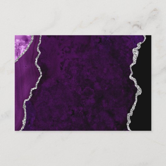 Purple Silver Agate Script Wedding Reception Informatiekaartje (Achterkant)