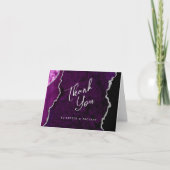 Purple Silver Agate Script Wedding Thank You Kaart (Voorkant)