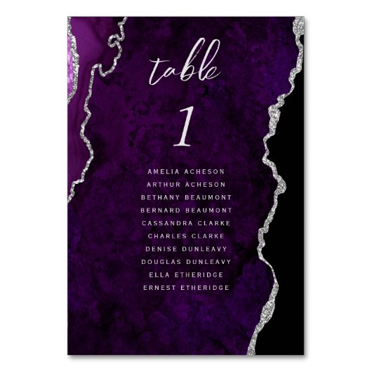 Purple Silver Agate Wedding Kaart (Voorkant)