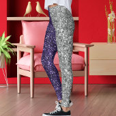 Purple Silver Glitter Texture Halloween Pattern Leggings