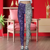 Purple Silver Glitter Texture Halloween Pattern Leggings