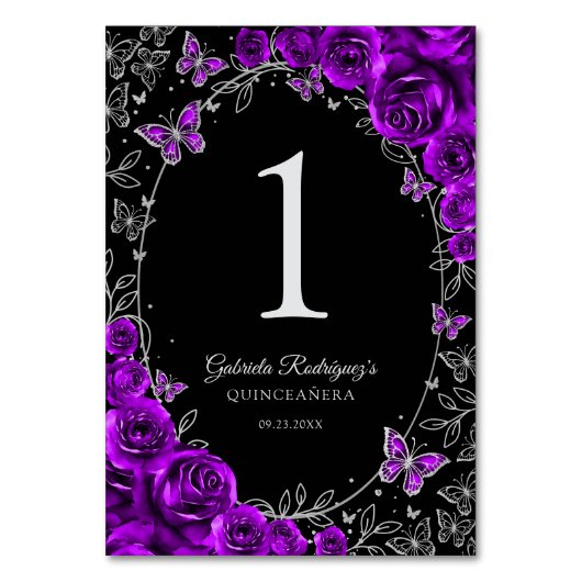 Purple Silver Quinceanera Kaart (Voorkant)