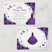 Purple Silver Quincenarea Reception Details Informatiekaartje (Voorkant / Achterkant)