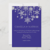 Purple silver snowflake winter wonderland Wedding Kaart (Voorkant)