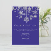 Purple silver snowflake winter wonderland Wedding Kaart (Staand voorkant)