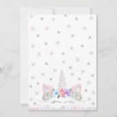  Purple Silver Unicorn Baby Shower Kaart (Achterkant)