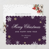 Purple Snowflake Watercolor Botanical Feestdagenkaart (Voorkant / Achterkant)