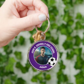 Purple Soccer Player Photo High School Sleutelhanger (Hand)