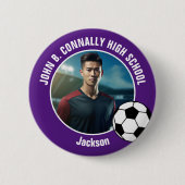 Purple Soccer Player Photo High School Spirit Ronde Button 5,7 Cm (Voorkant)
