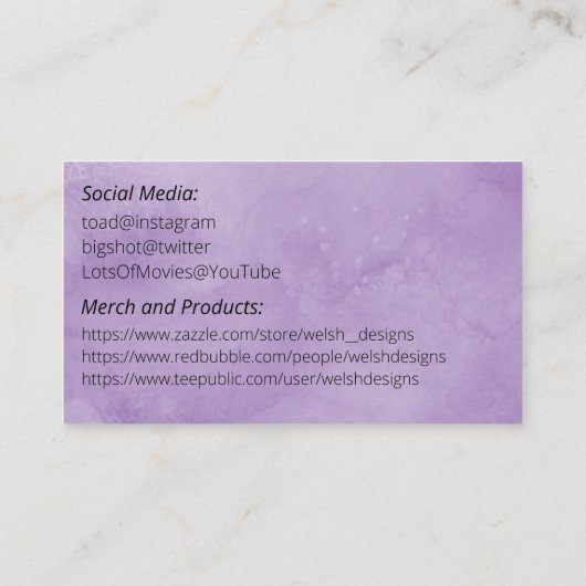 Purple Social calling card-Disc Golf Visitekaartje (Achterkant)