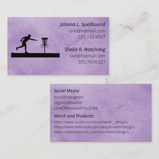 Purple Social calling card-Disc Golf Visitekaartje (Voorkant / Achterkant)