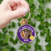 Purple Softball Player Photo High School Keepsake Sleutelhanger (Hand)