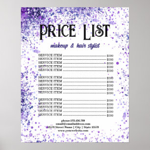 Purple Sparkle Prijslijst voor Schoonheidsspeciali Poster