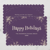 Purple Sparkling Snowflakes Corporate Business Feestdagenkaart (Voorkant / Achterkant)