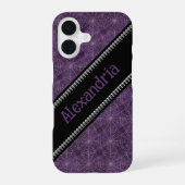 Purple Spiderweb Pattern Custom Name & Skulls iPhone 16 Hoesje (Achterkant)
