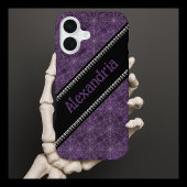 Purple Spiderweb Pattern Custom Name & Skulls iPhone 16 Hoesje