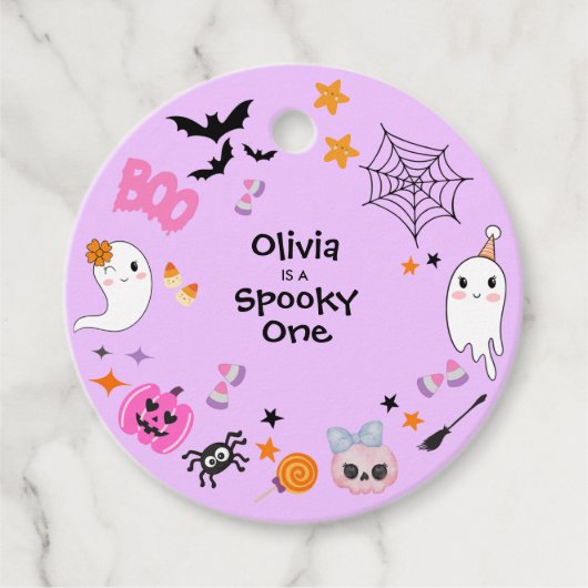 Purple Spooky One Cute Halloween 1st Birthday  Bedankjes Labels (Voorkant)